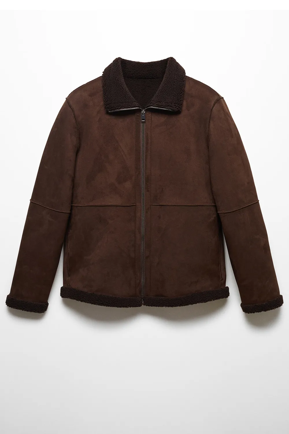 Shearling-lined leather-effect jacket