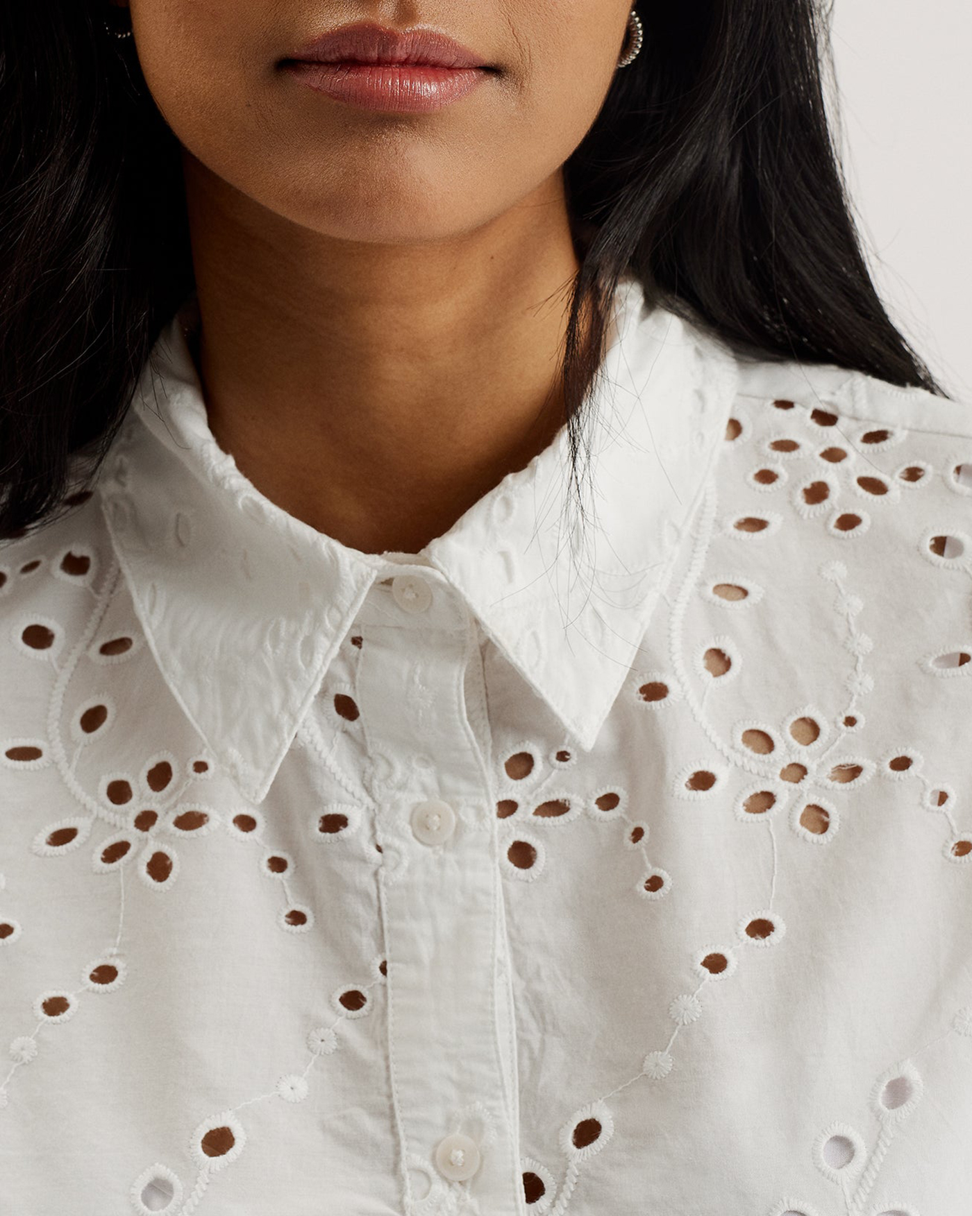 Kilkis Broderie Cropped Shirt White