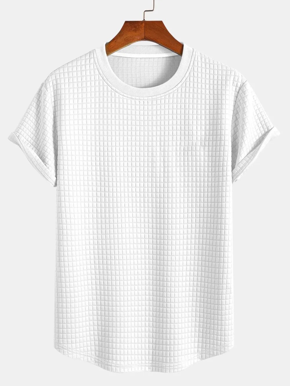 Short Sleeve Waffle Arc Hem T-Shirt