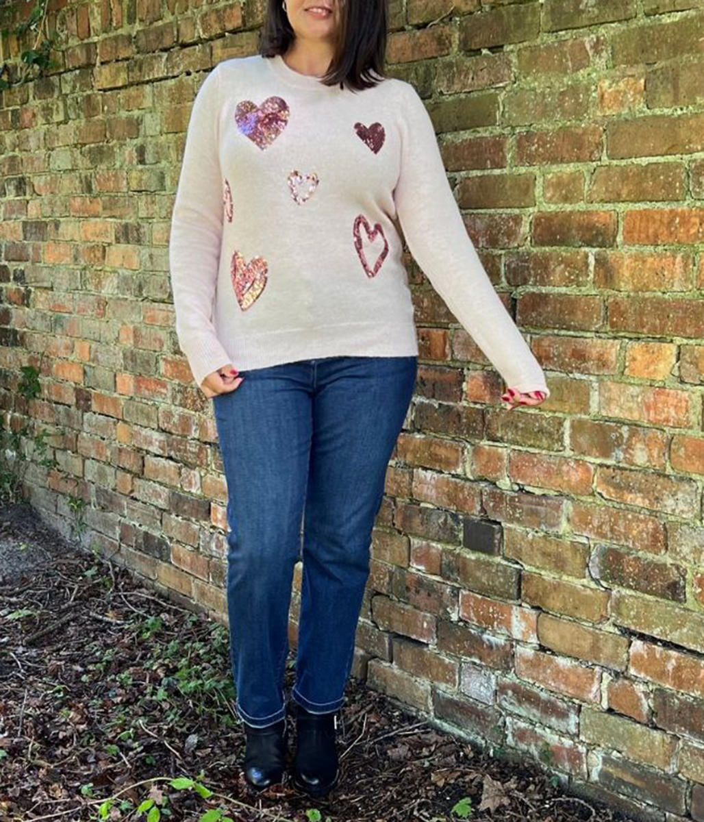 Pink Heart Sequin Jumper