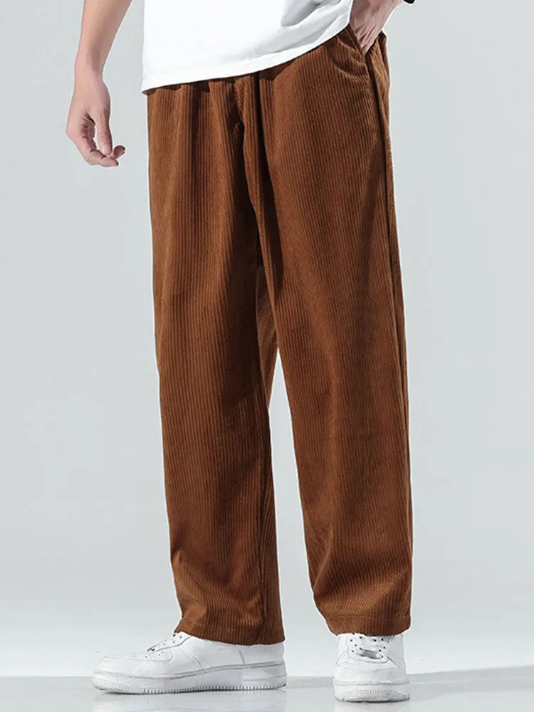 Elastic Waist Corduroy Pants