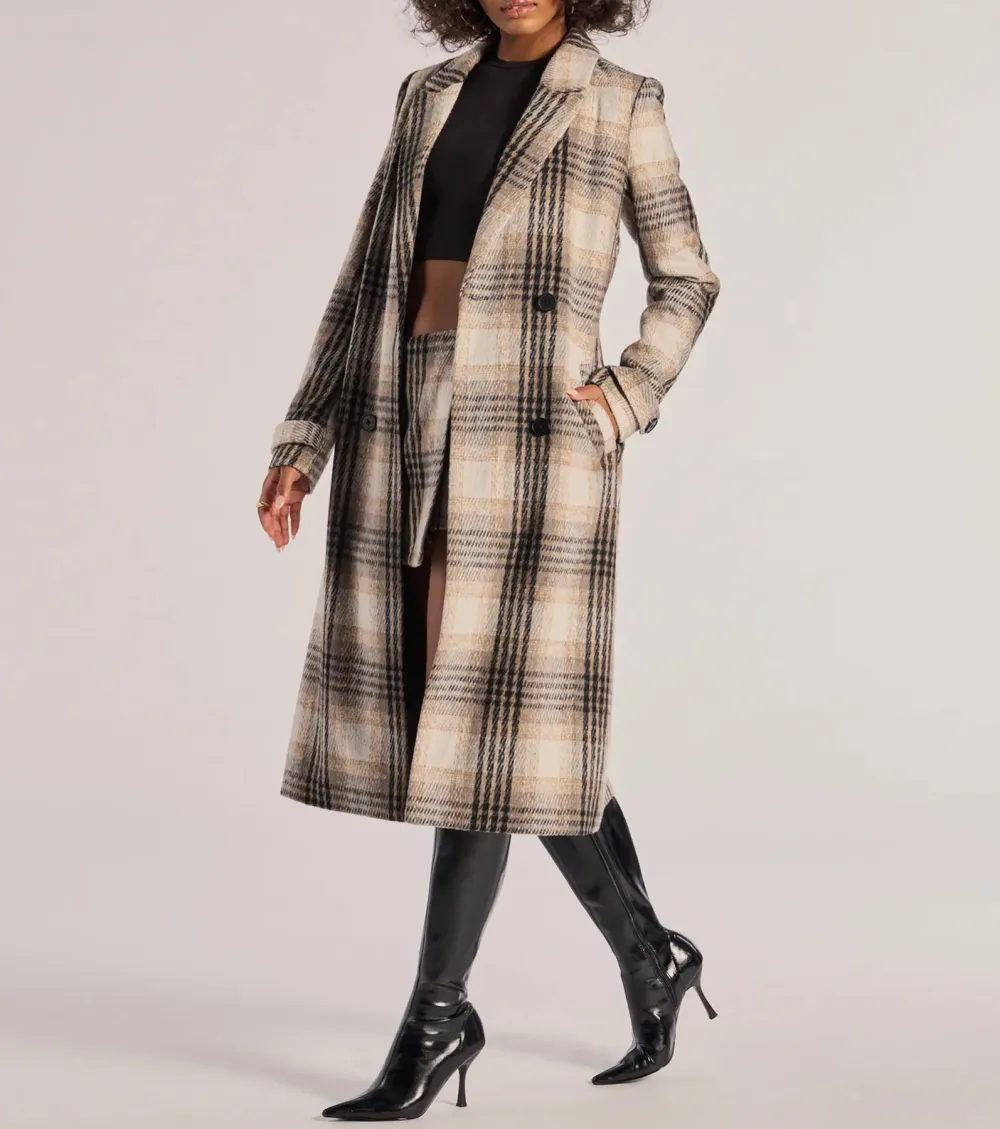 Classic Charm Plaid Trench Coat