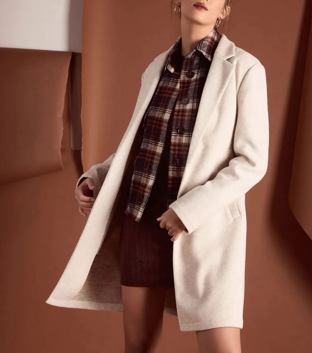 Perfect Chic Faux Wool Trench Coat