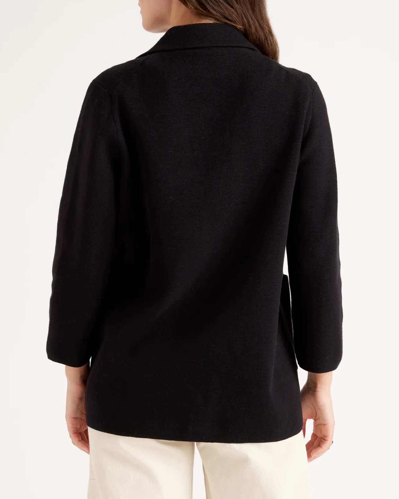 Black Cotton Knit Blazer