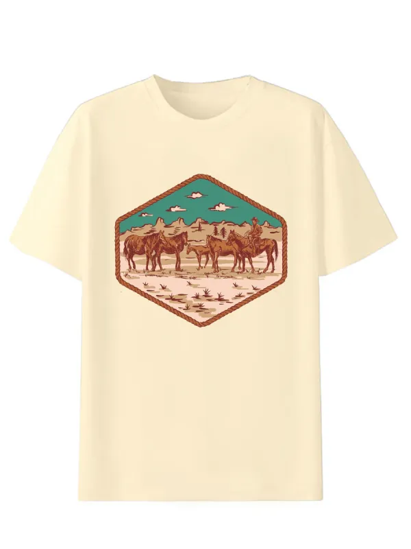 Retro Western Desert Southern Cowboy T-shirt