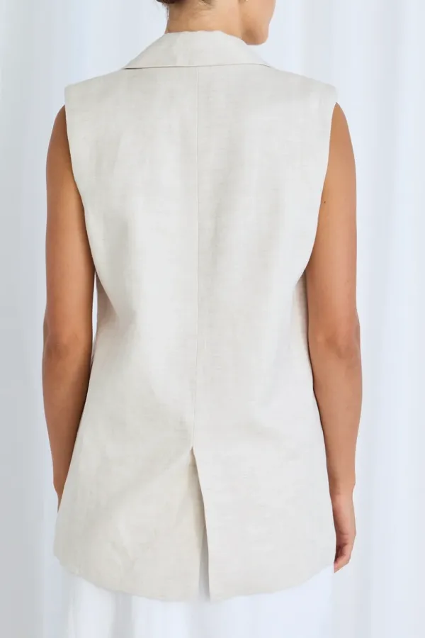 Vancouver Natural Linen Viscose Longline Vest