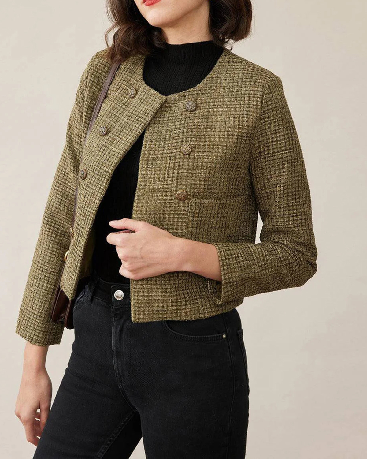 The Vintage Solid Tweed Coat