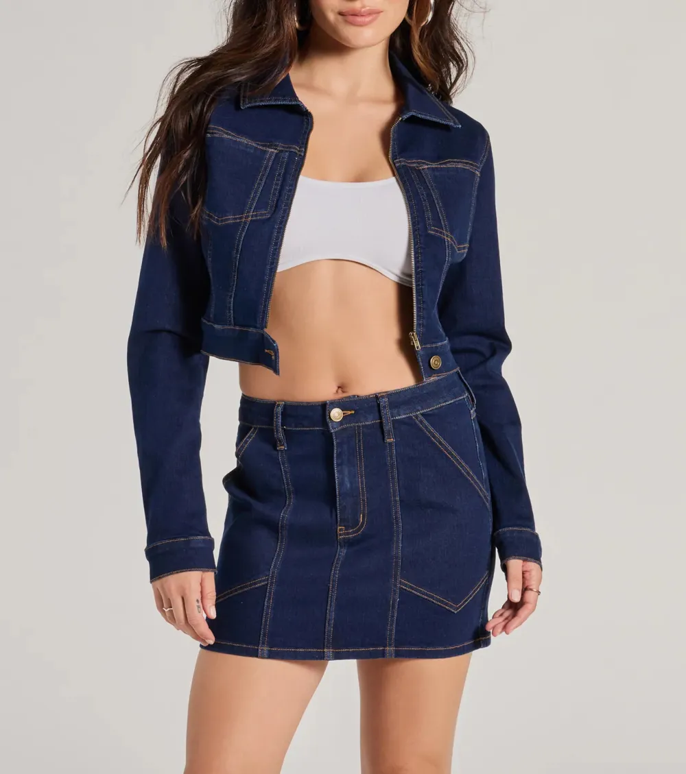 Covetable Cutie Contrast Stitch Denim Jacket