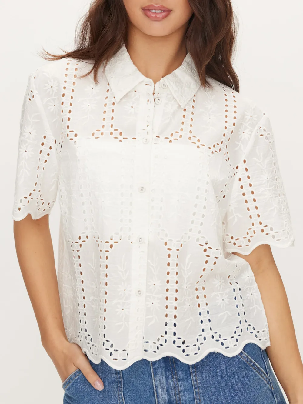 Broderie Scallop Shirt