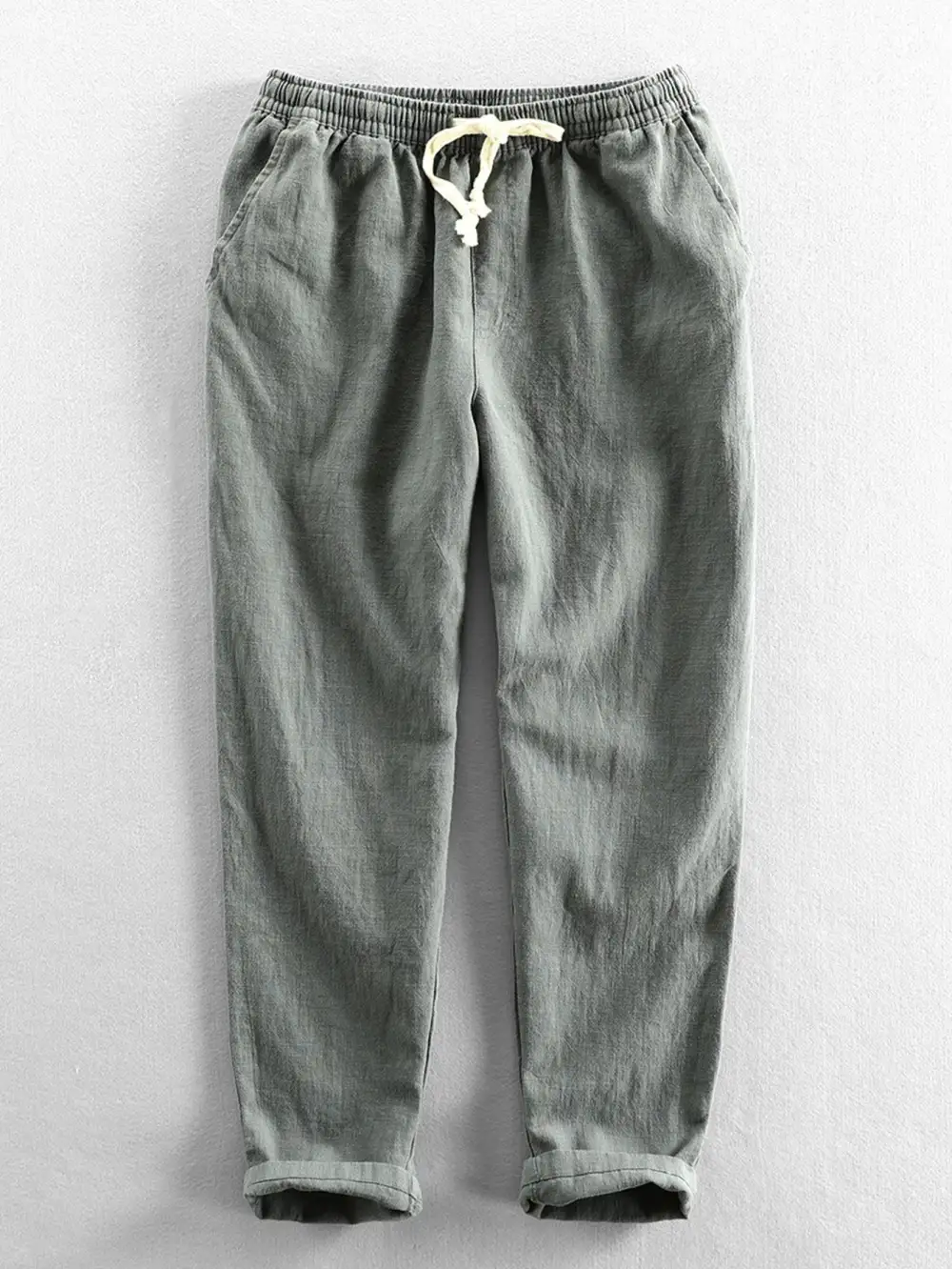 Linen Cotton Blend Cropped Pants