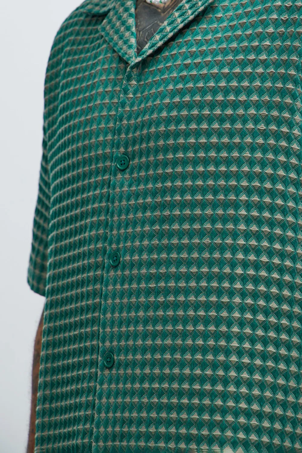 Dimensional Textured Button Up Shirt - Greencombo