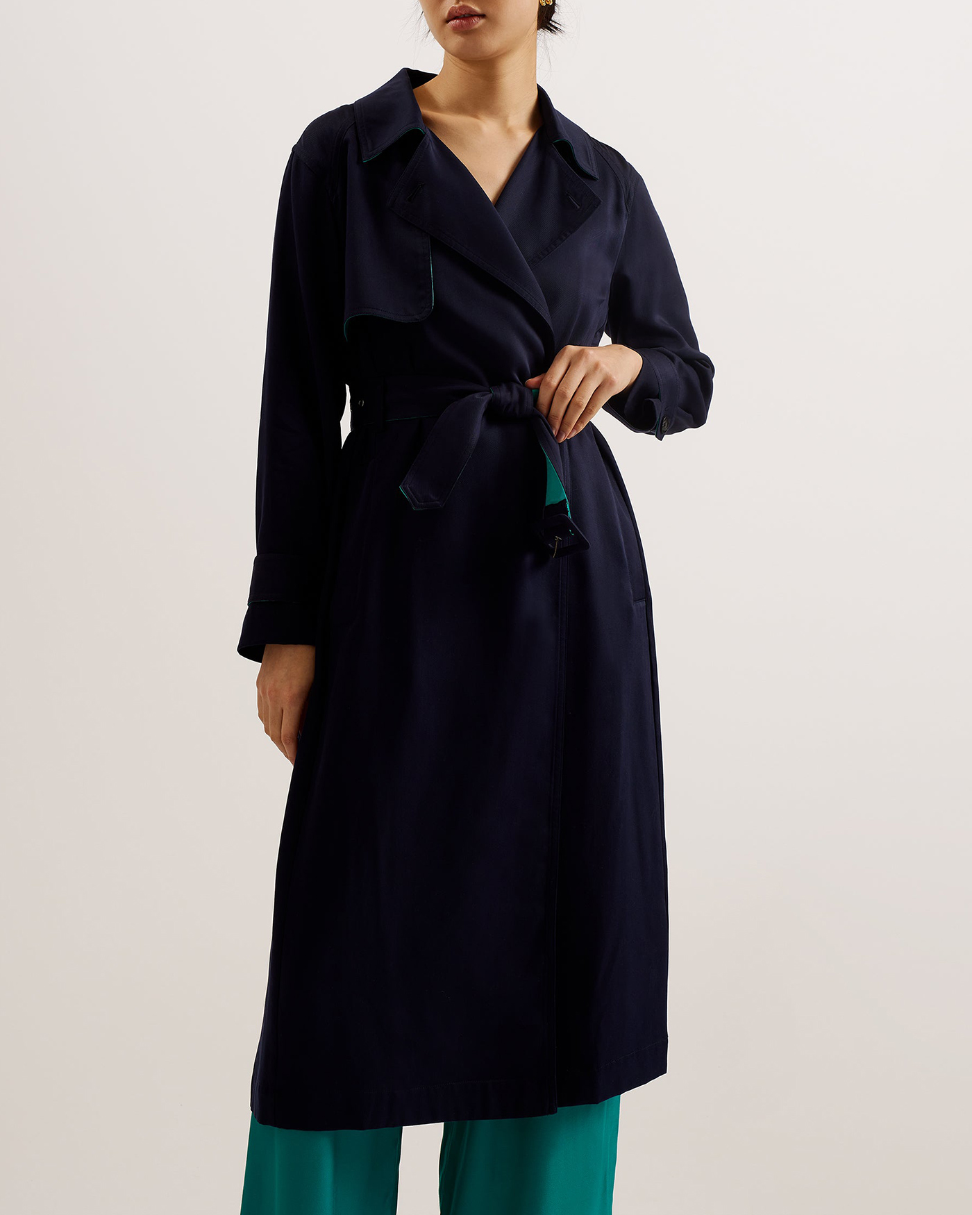 Biferno Colour Block Trench Coat Navy