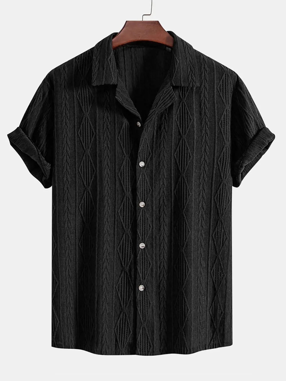 Geometric Jacquard Cuban Shirt