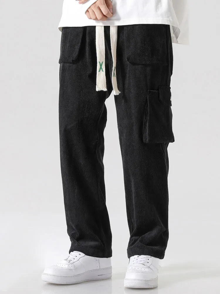 Straight Leg Corduroy Cargo Pants