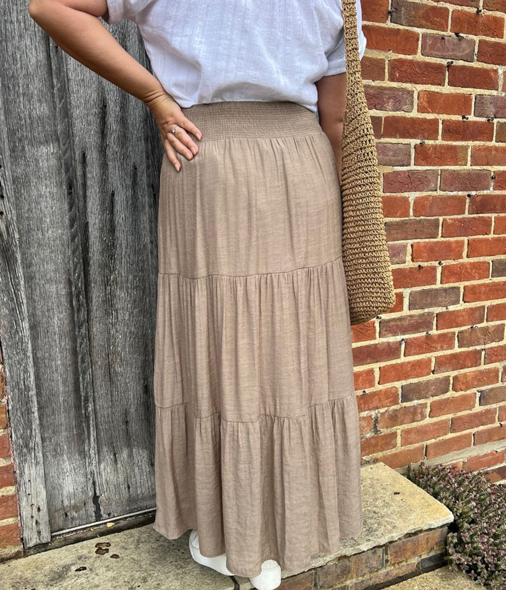 Mocha Tiered Maxi Skirt