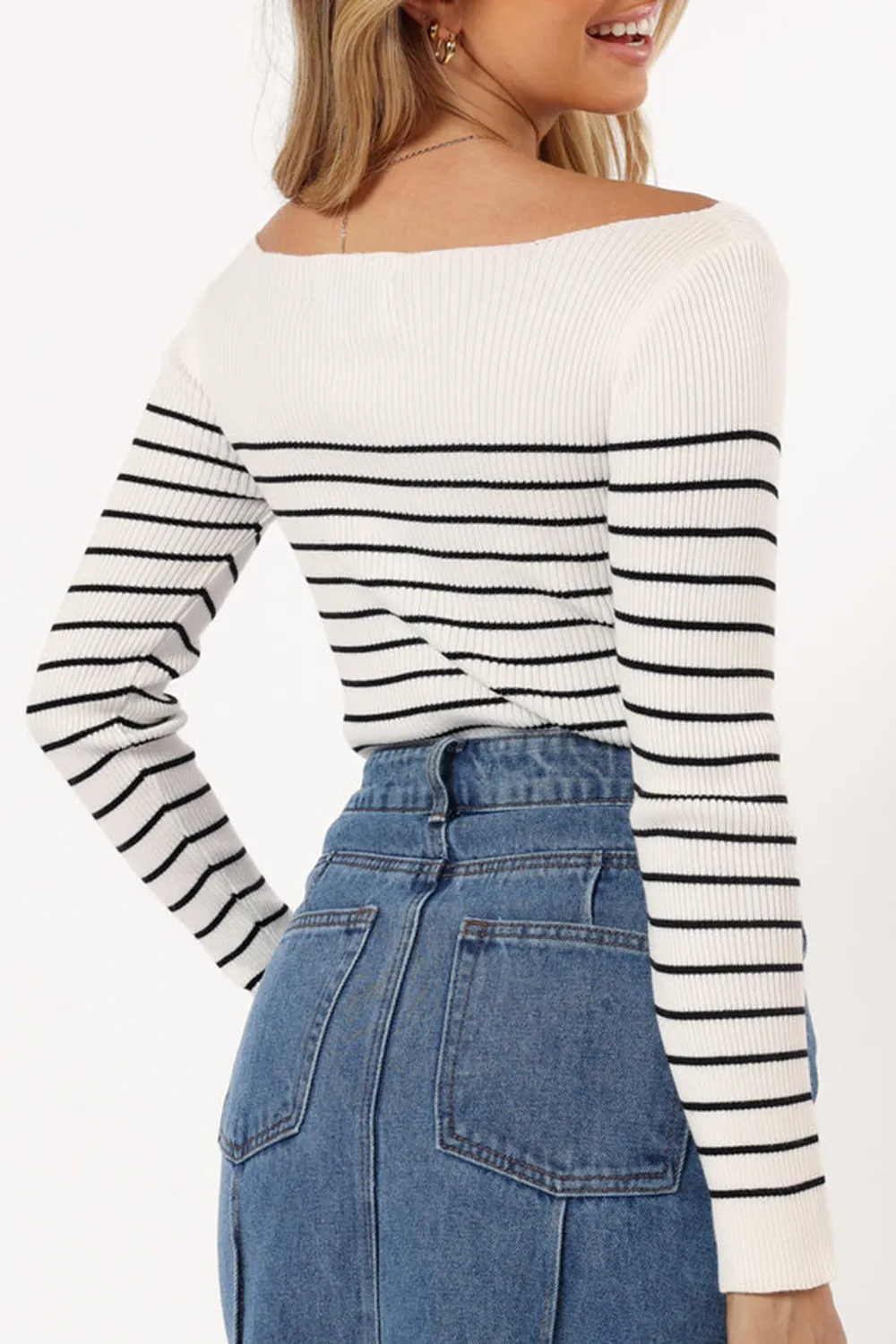 KIERSTEN KNIT TOP - WHITE BLACK