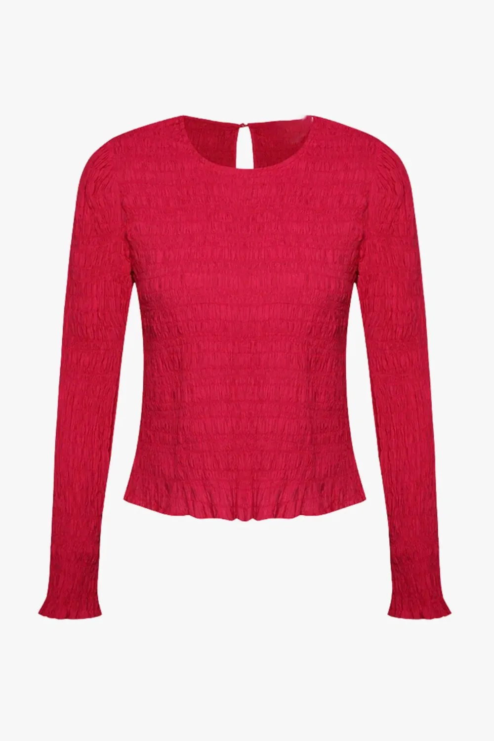 Dani Raspberry Shirred Ls Top