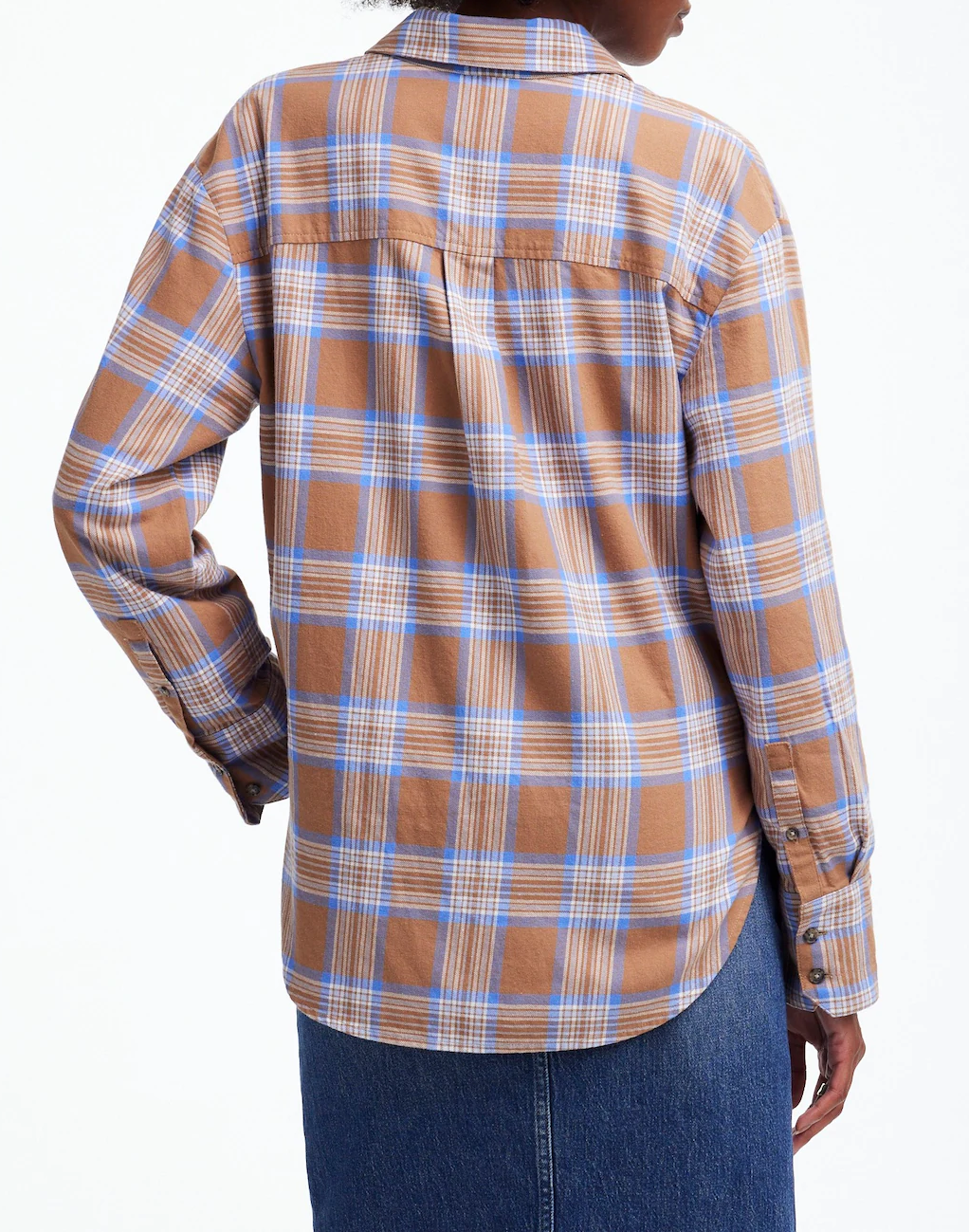 Relaxed Straight-Hem Button-Up Shirt in Plaid