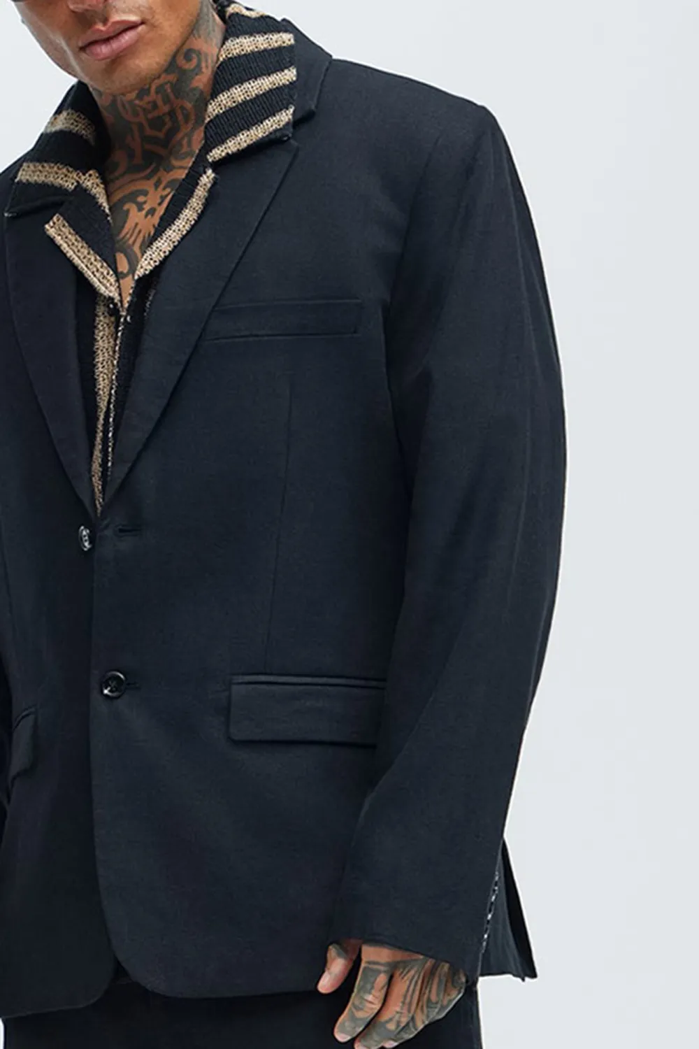 Slight Stretch Bahamas Linen Suit Jacket - Black