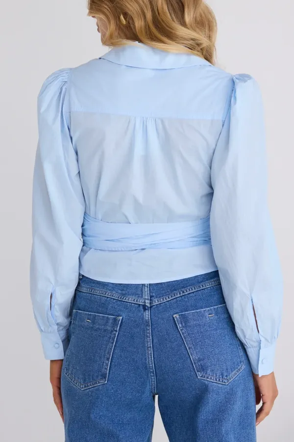 Flair Powder Blue Wrap Shirt