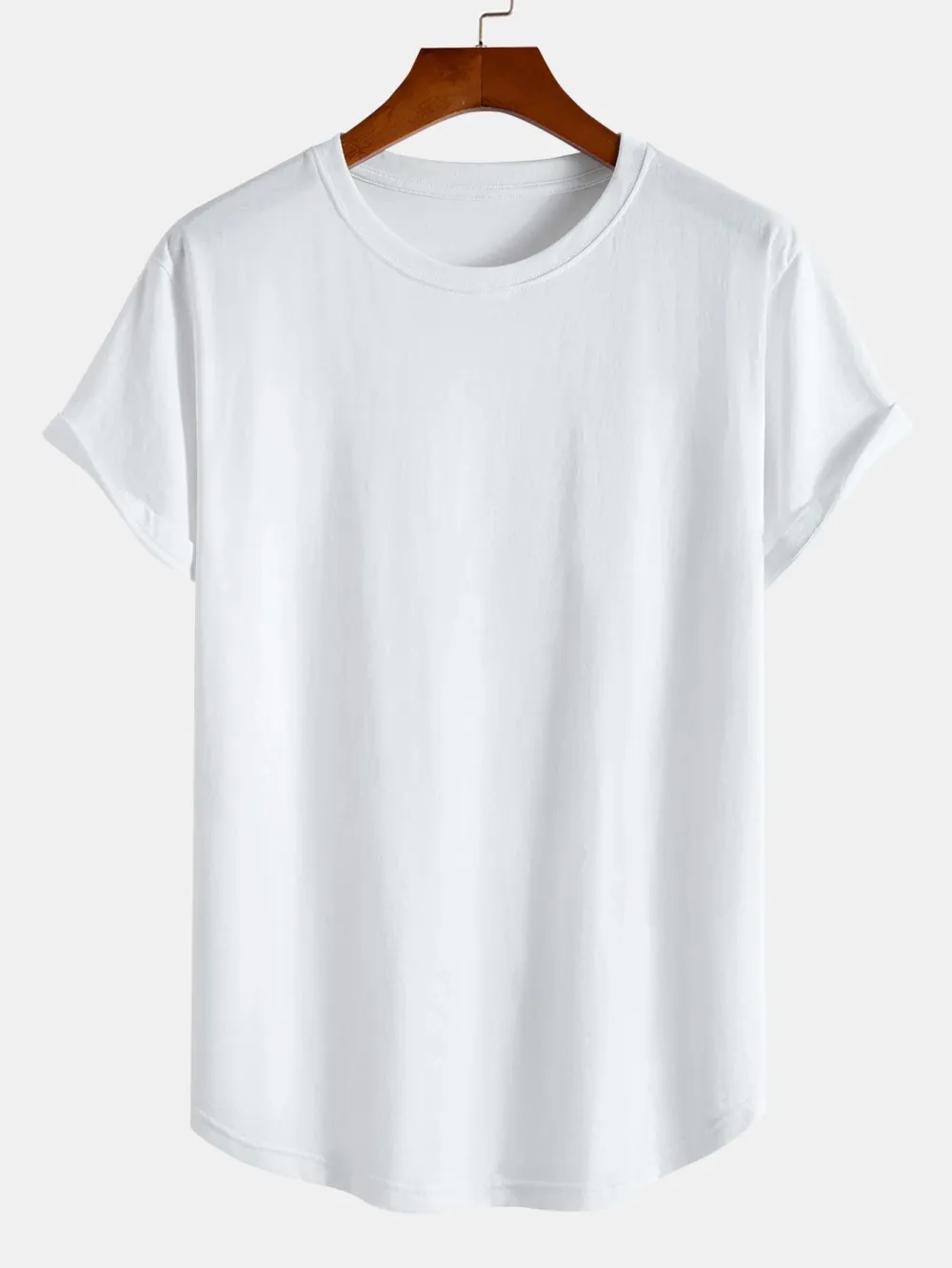 Basic Cotton Arc Hem T-Shirt