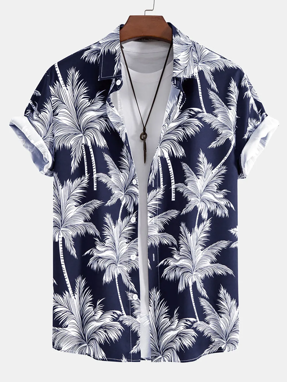 Palm Tree Print Button Up Shirt