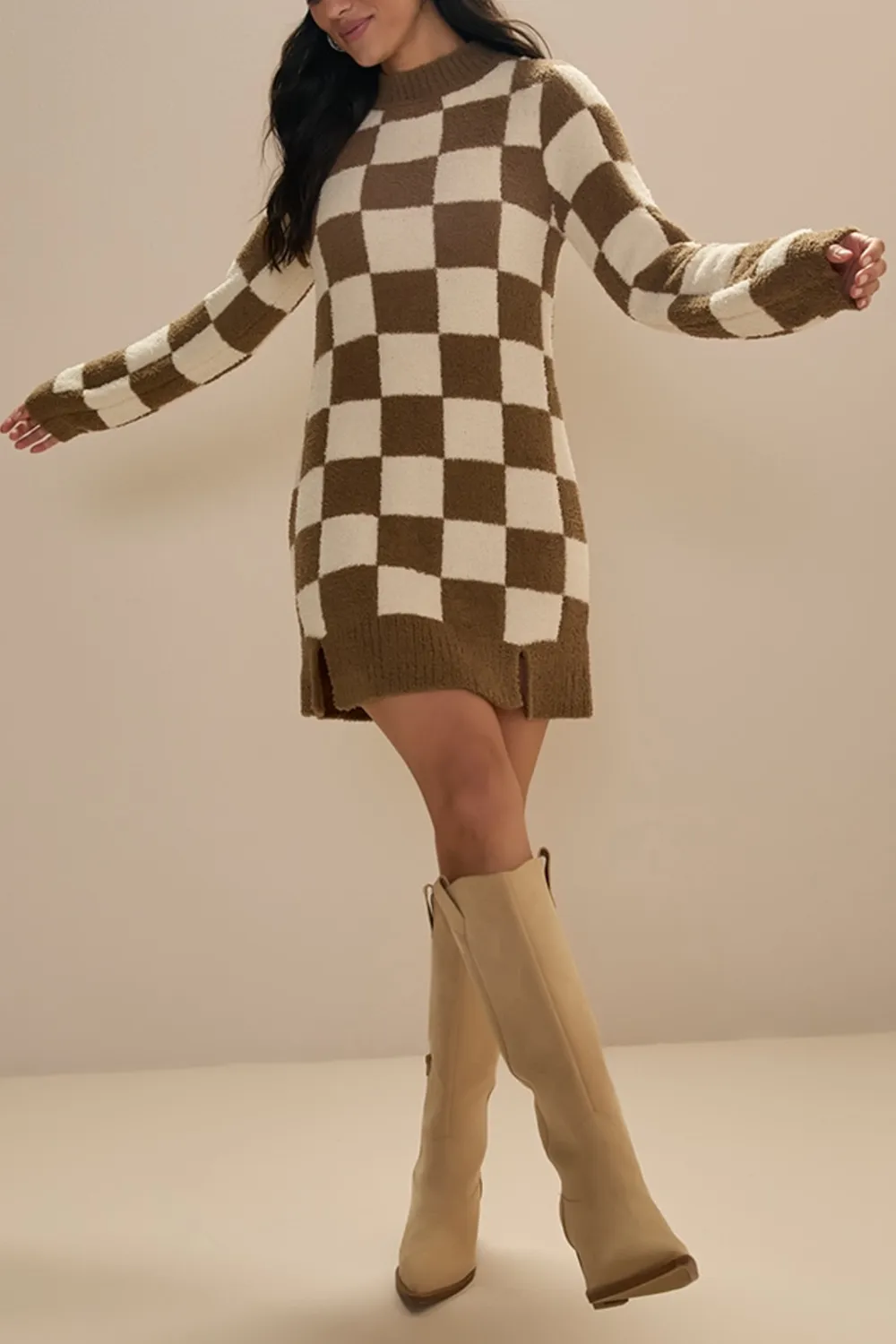 Jeanie Check Sweater Dress