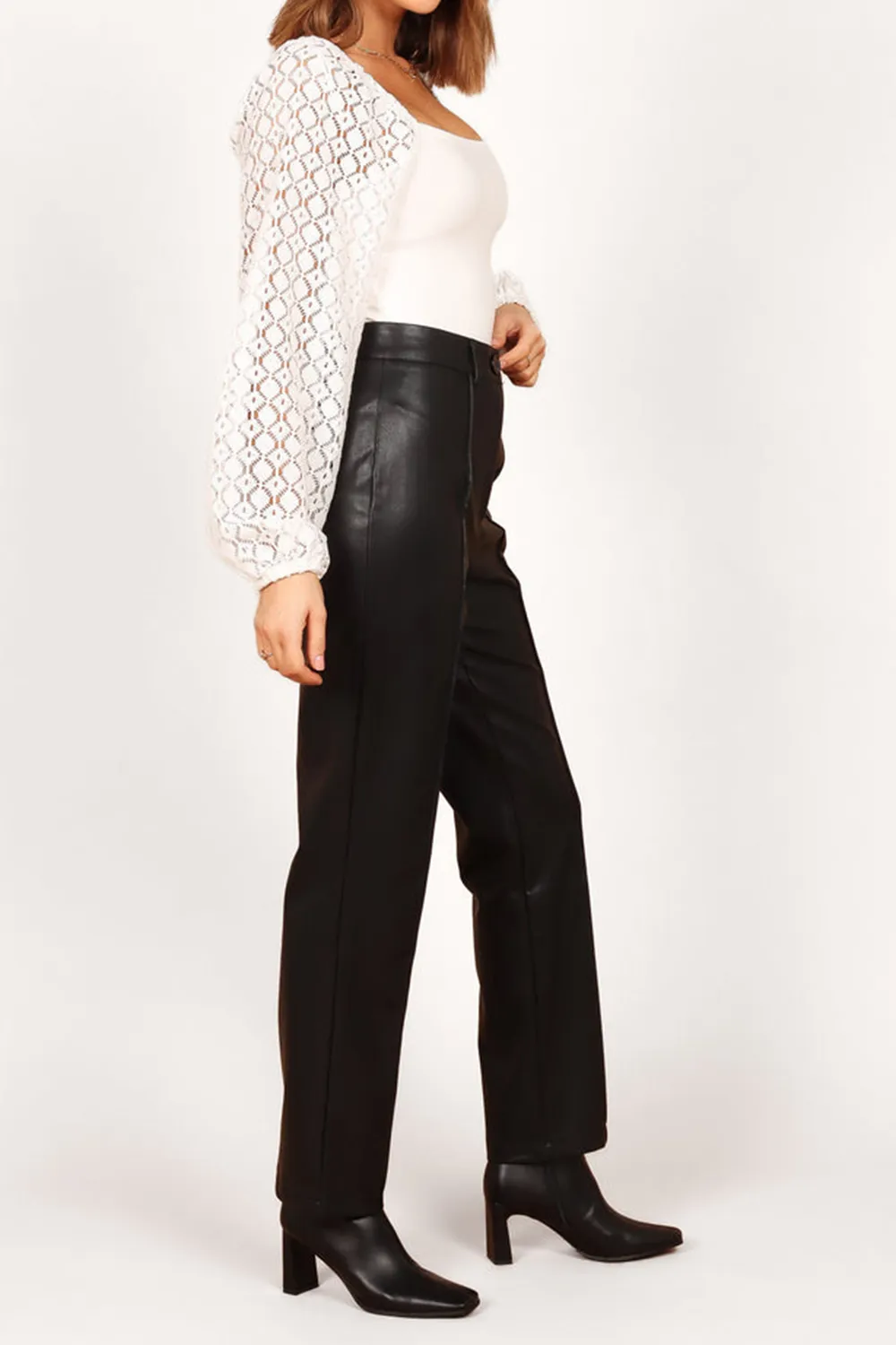 SANDY FAUX LEATHER PANTS - CHOCOLATE BROWN