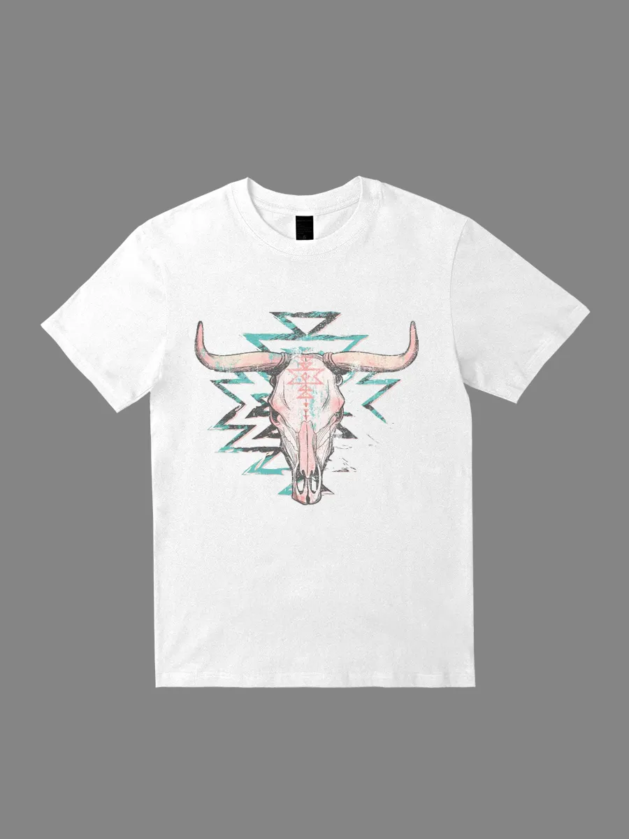 Desert Bull Skull and Aztec T-shirt