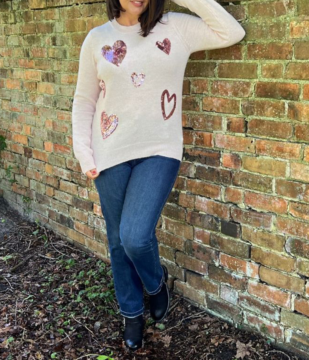 Pink Heart Sequin Jumper