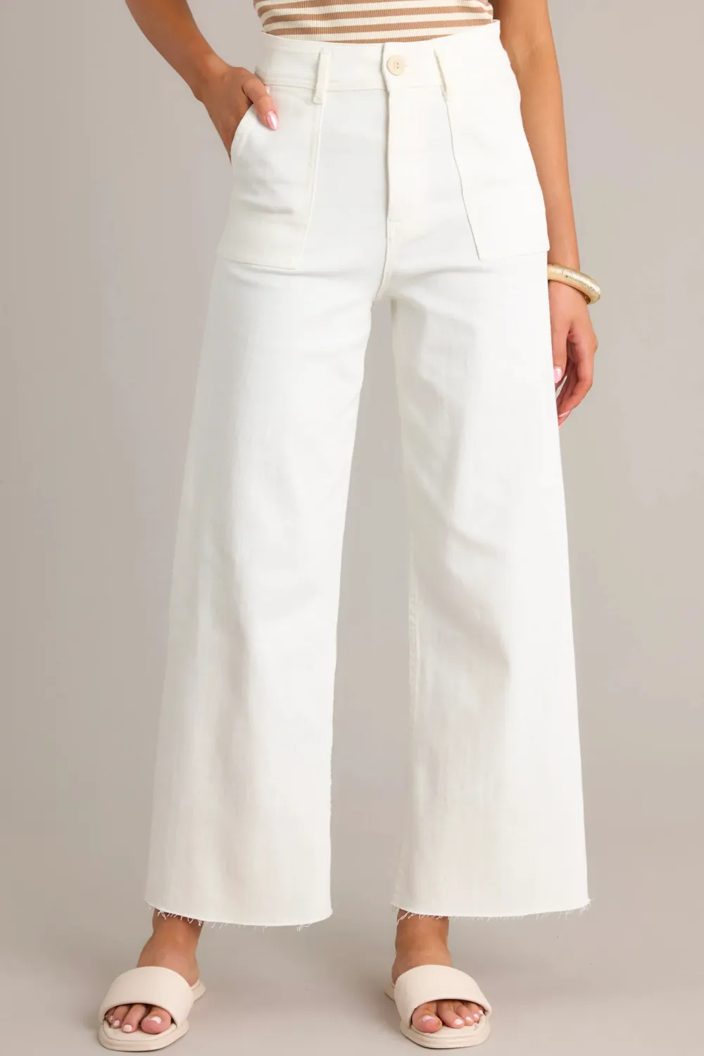 CRISP CANVAS WHITE DENIM WIDE LEG JEANS