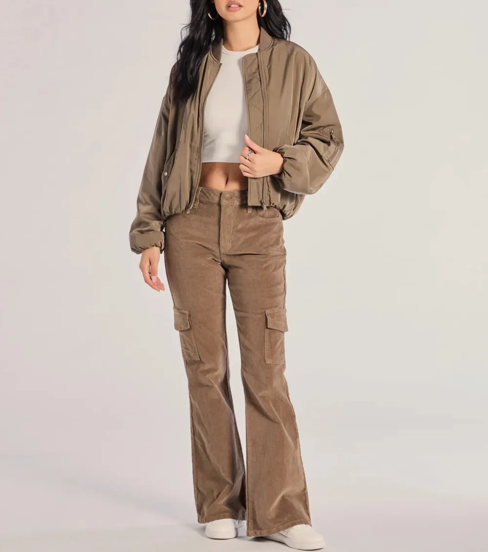 Effortless And Cool Corduroy Cargo Flare Pants