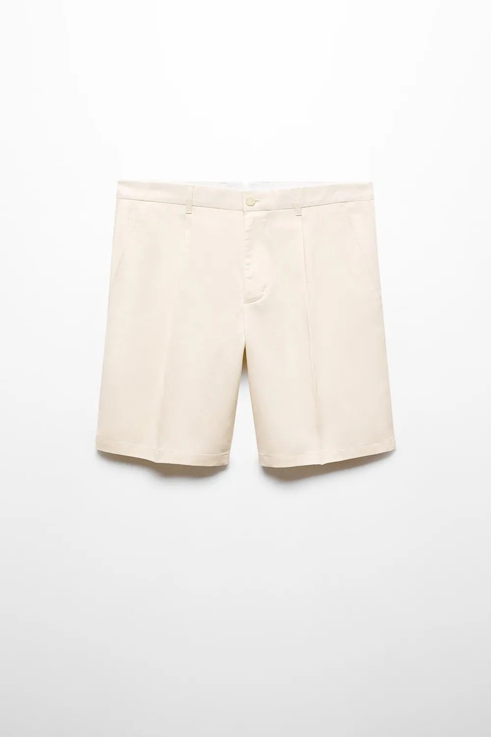 Linen-blend bermuda shorts with pleats