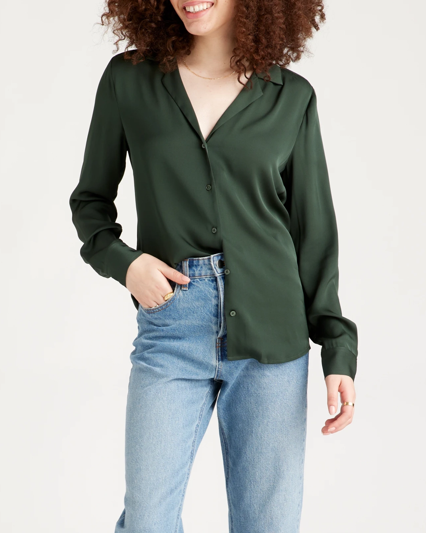 Notch Collar Slim Fit Blouse