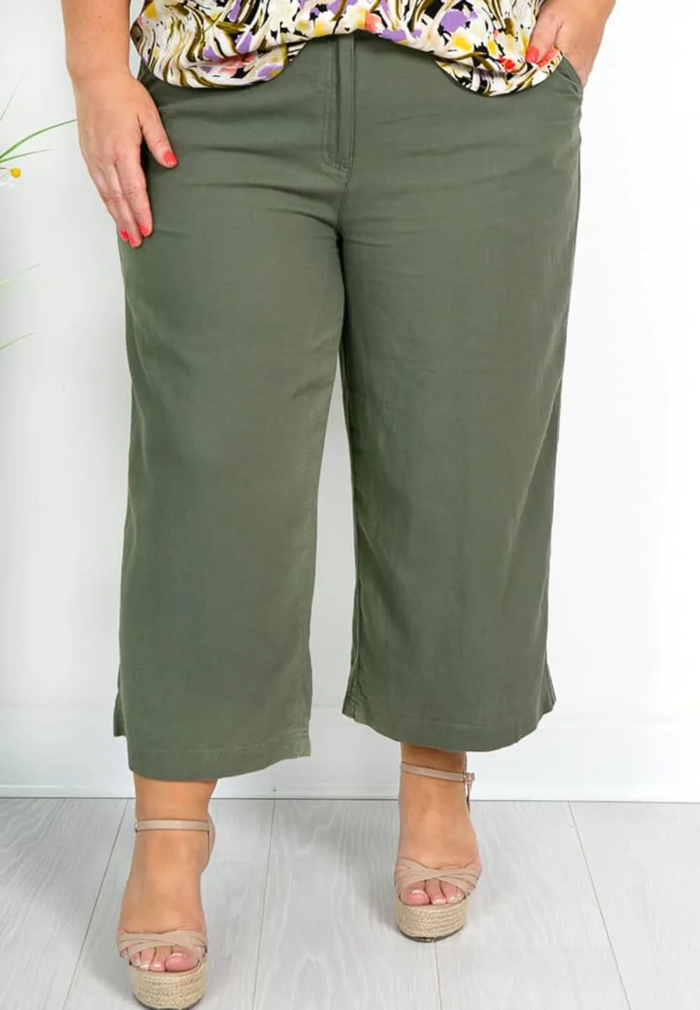 Khaki Linen Culottes