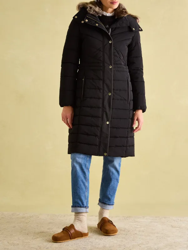 Cherington Black Showerproof Longline Padded Coat