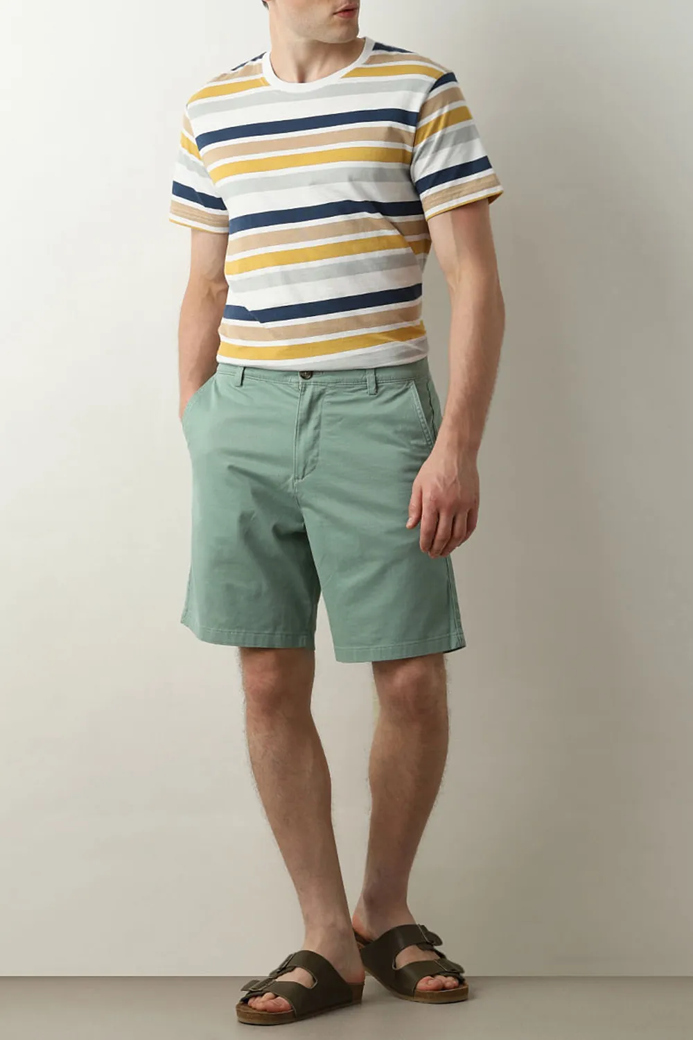 Green Mid Rise Chino Shorts