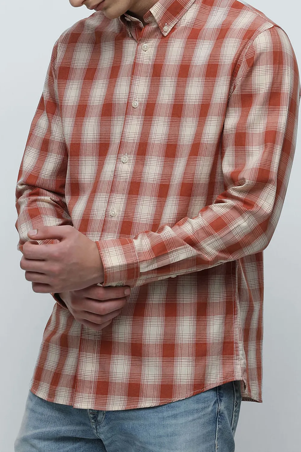 Red Check Button-Down Shirt