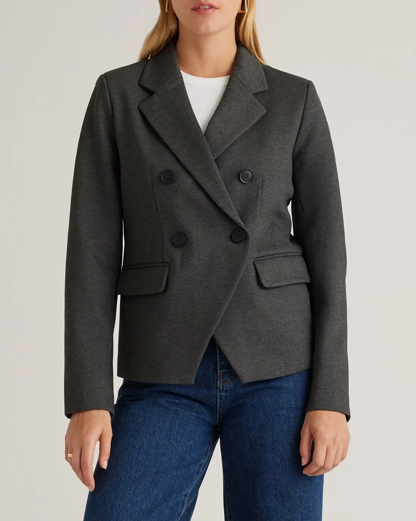 Ultra-Stretch Ponte Double Breasted Blazer