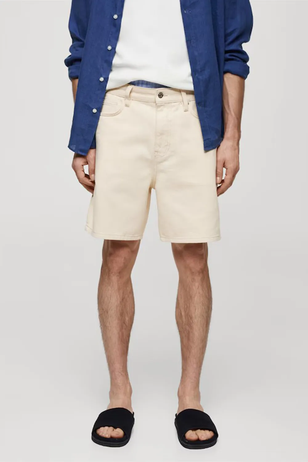 Non-Stretch Denim Bermuda Shorts