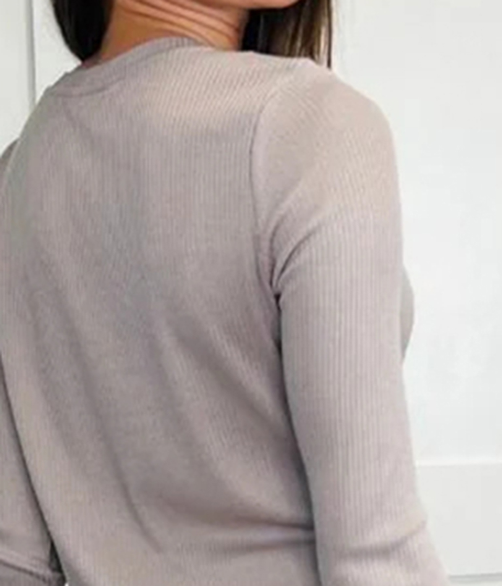 Taupe Ribbed Long Sleeve Top