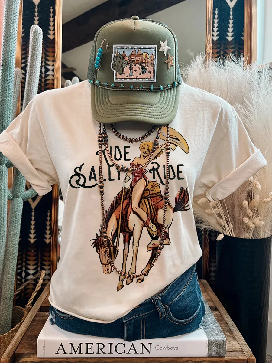 Vintage 'Ride Sally Ride' Lyric & Guitar Tablature Tee