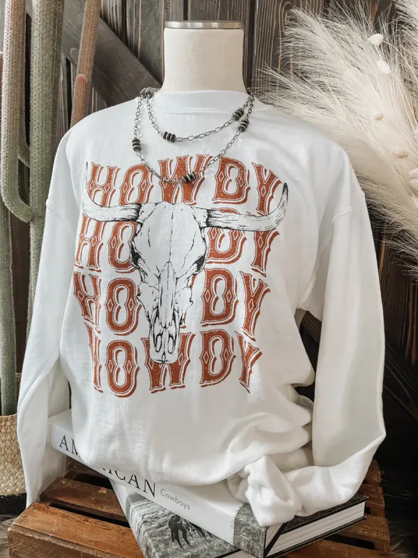 Wild West denim printed round neck sweatshirt