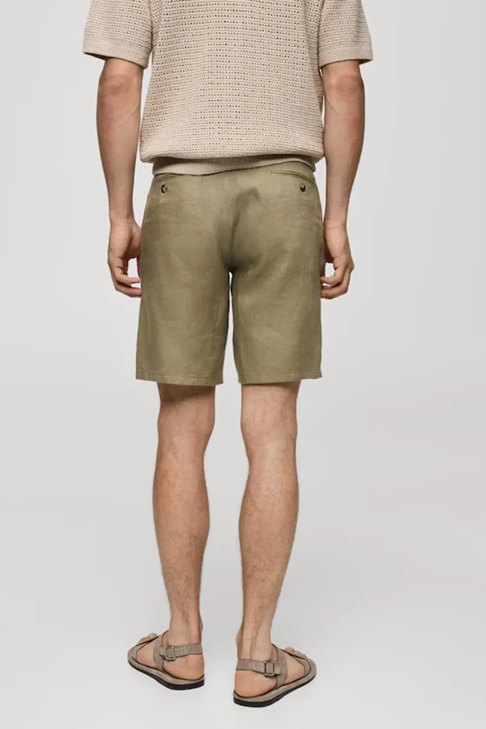 Slim-fit 100% linen bermuda shorts