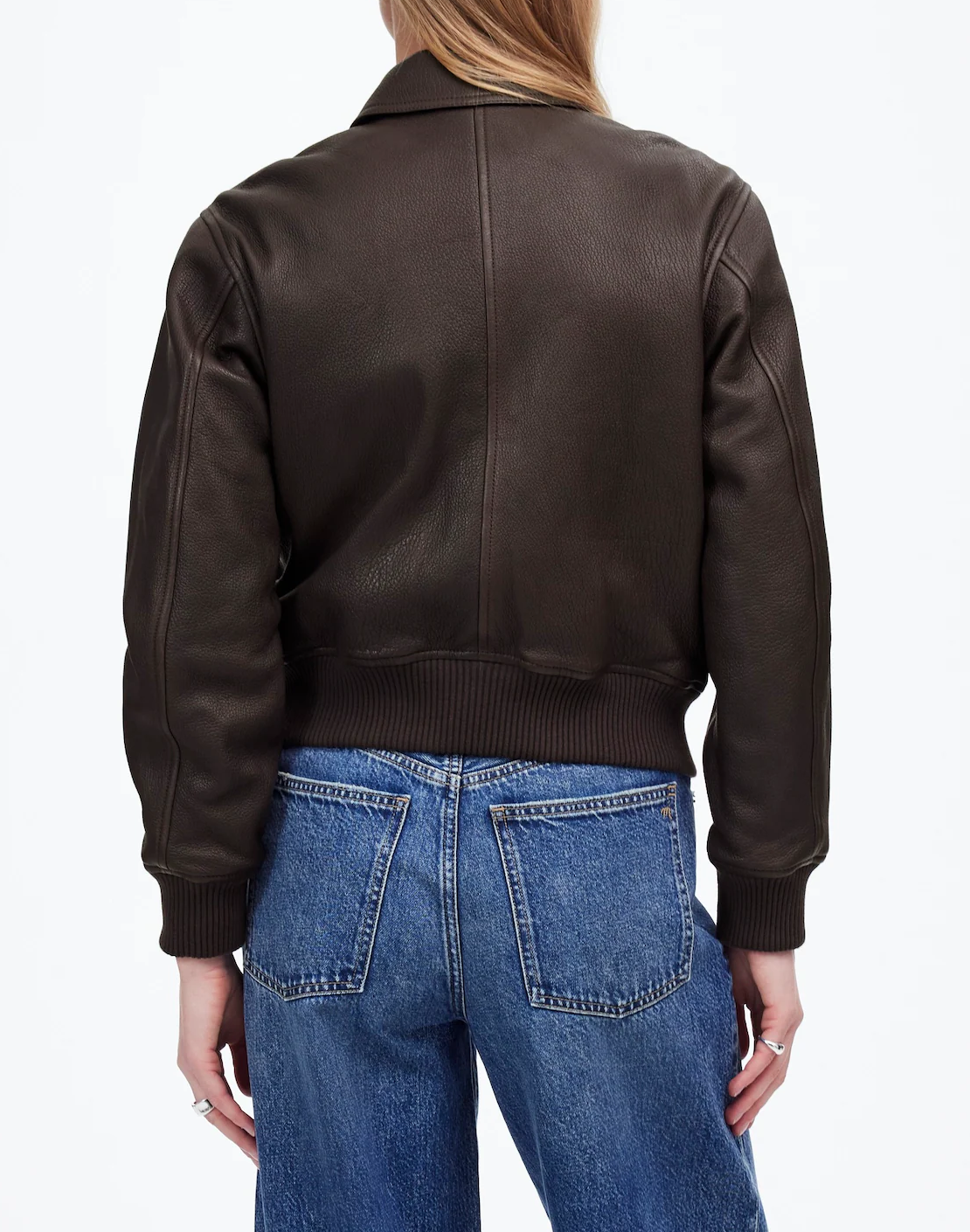 Relaxed Leather Bomber Jacket