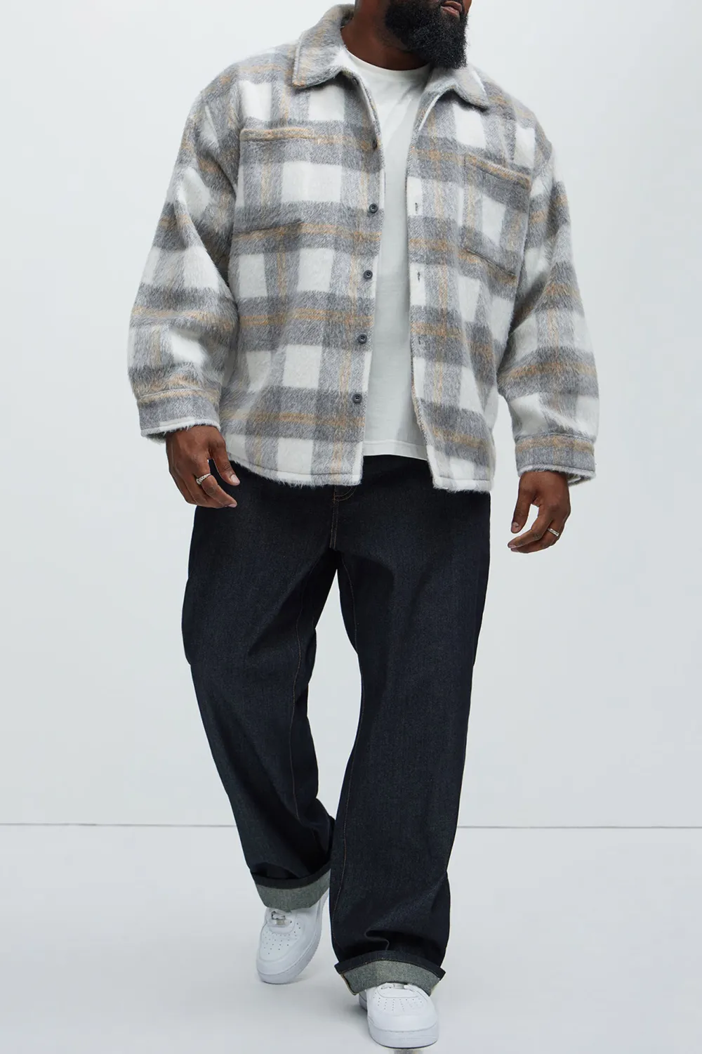 Move Up Plaid Shacket - Red/White