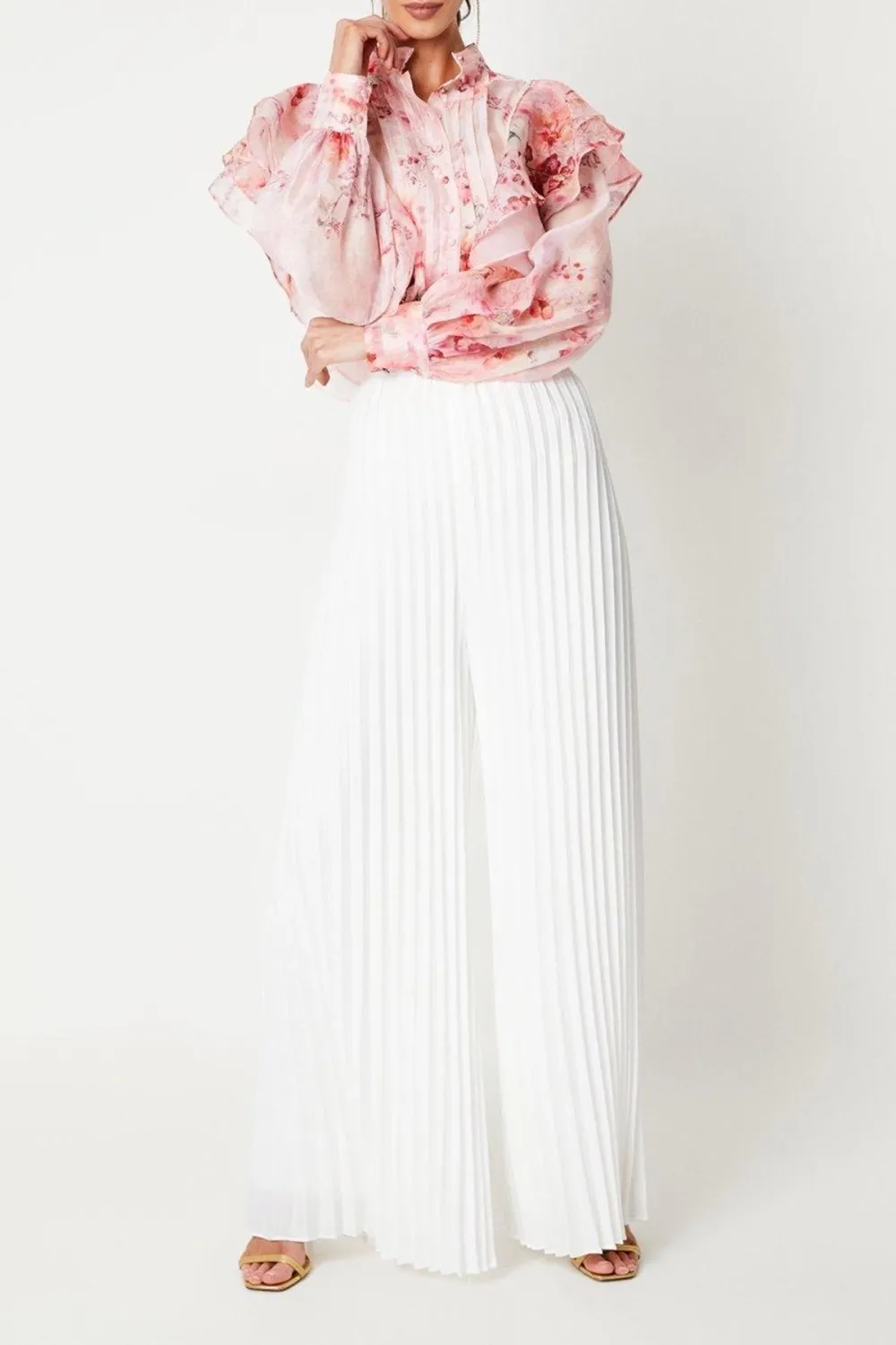 Chiffon Pleated Palazzo Trouser