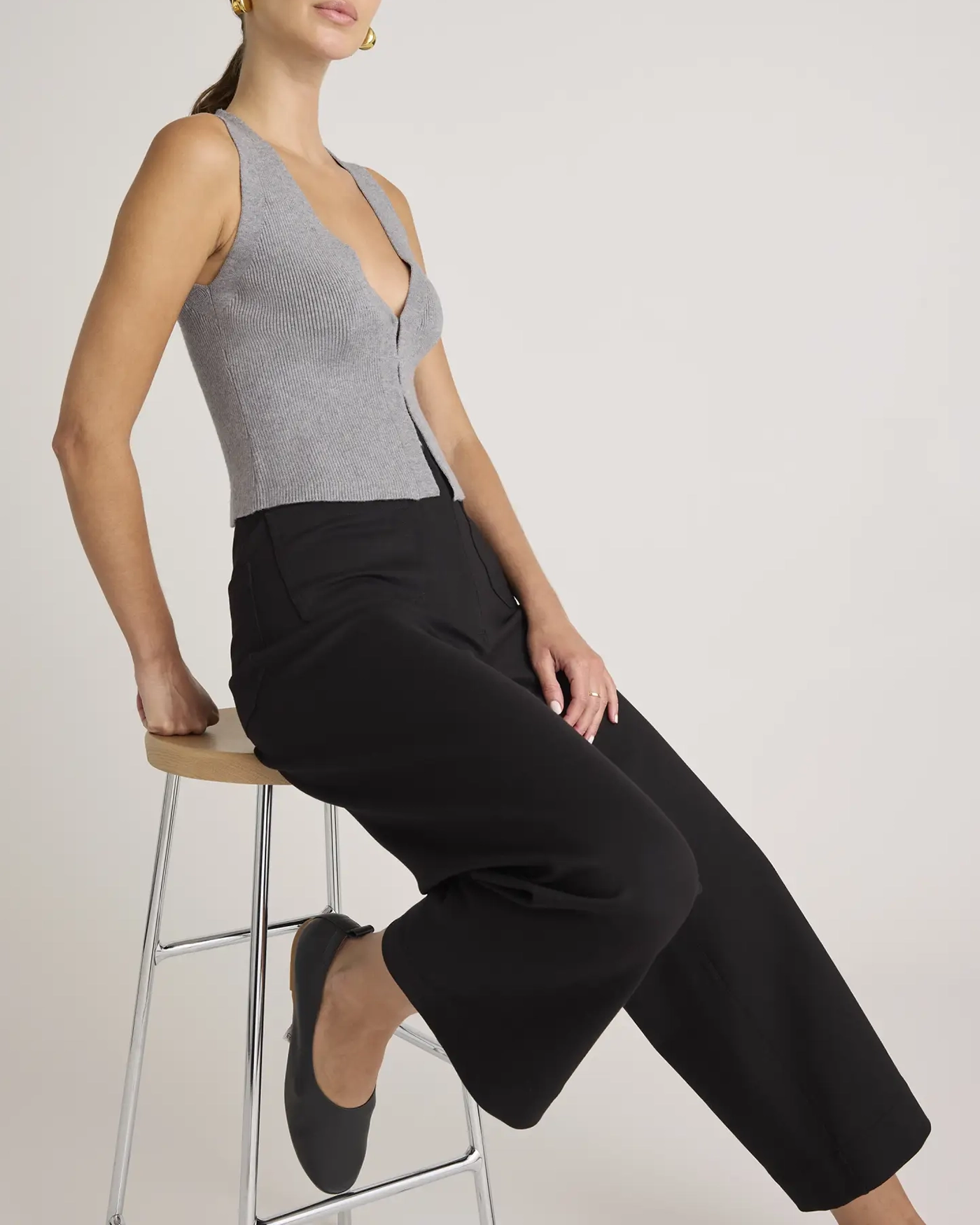 Ultra-Stretch Ponte Cropped Wide Leg Pants