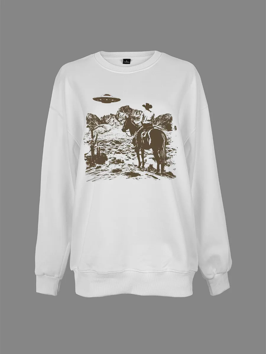 Wild West, Interstellar Cowboy Pattern Sweatshirt