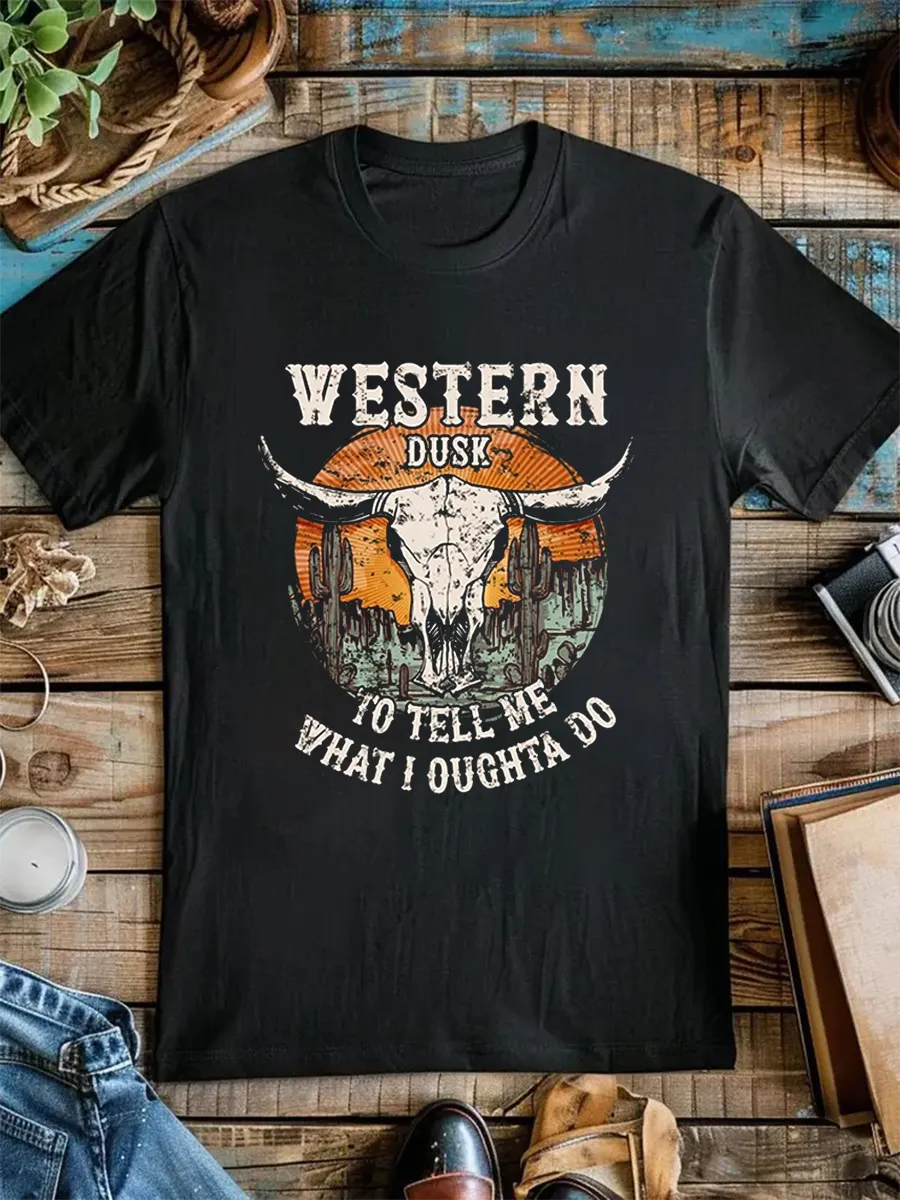 Bull Skull Western Pattern T-shirt